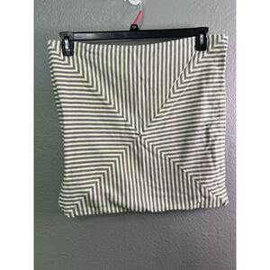 Bundle of 2 Pottery Barn Pillow Sham 20X20 White Gray Cotton Stripes Square‎ Zip